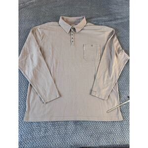 Columbia Long Sleeve Quarter Zip Polo Shirt Men's XXL-beige W/ Red Stripes
